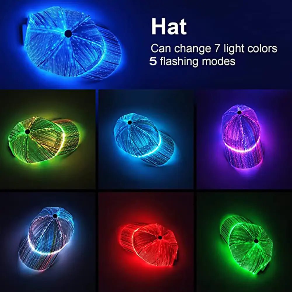 LED Fiber Optic Cap Luminous LED Light Baseball Cap for Disco Club Party 1 pc - AUXA STORE