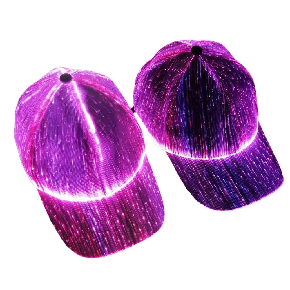 LED Fiber Optic Cap Luminous LED Light Baseball Cap for Disco Club Party 1 pc - AUXA STORE