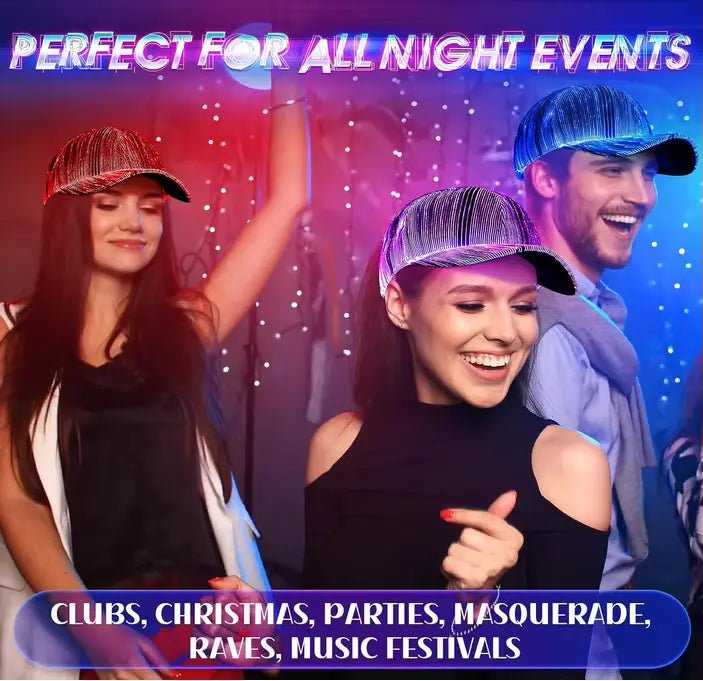 LED Fiber Optic Cap Luminous LED Light Baseball Cap for Disco Club Party 1 pc - AUXA STORE